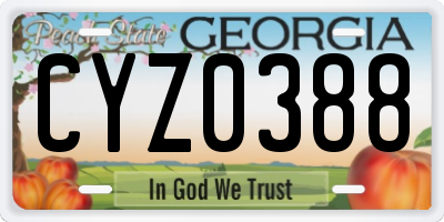 GA license plate CYZ0388