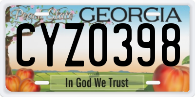 GA license plate CYZ0398