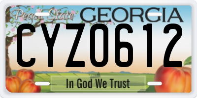 GA license plate CYZ0612