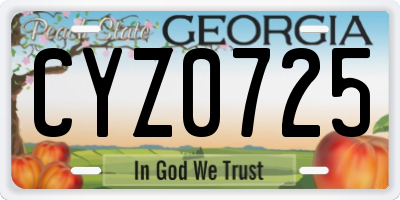 GA license plate CYZ0725