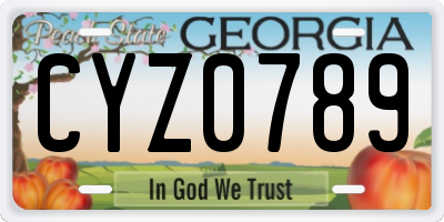 GA license plate CYZ0789