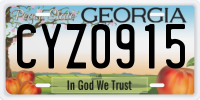 GA license plate CYZ0915