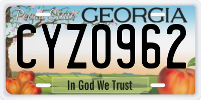 GA license plate CYZ0962