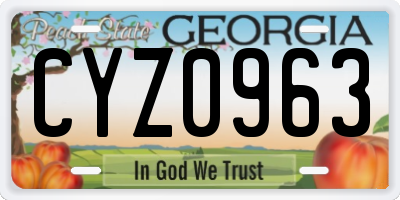 GA license plate CYZ0963