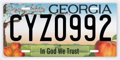 GA license plate CYZ0992
