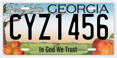 GA license plate CYZ1456