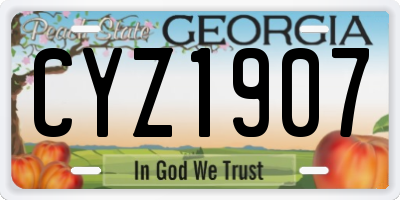 GA license plate CYZ1907