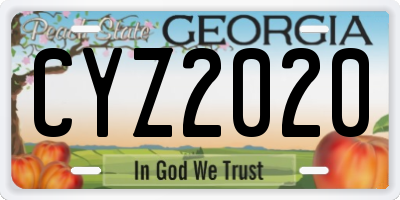 GA license plate CYZ2020
