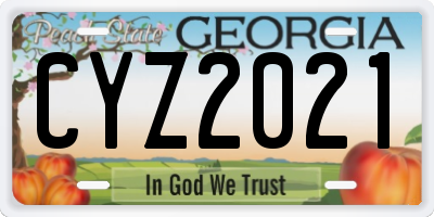 GA license plate CYZ2021