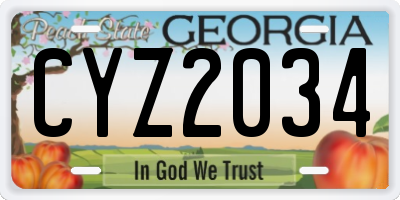 GA license plate CYZ2034