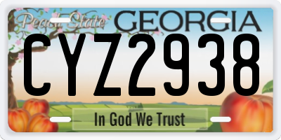 GA license plate CYZ2938