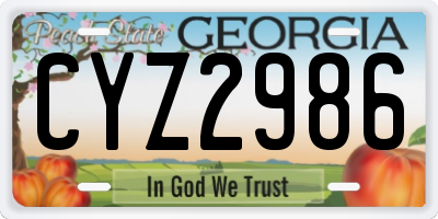 GA license plate CYZ2986