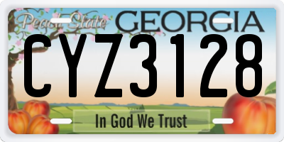 GA license plate CYZ3128