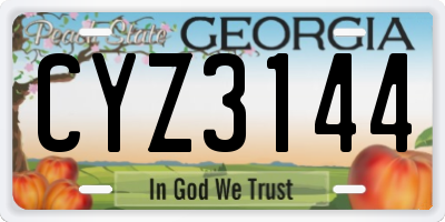 GA license plate CYZ3144