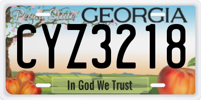 GA license plate CYZ3218