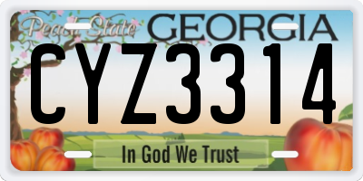 GA license plate CYZ3314