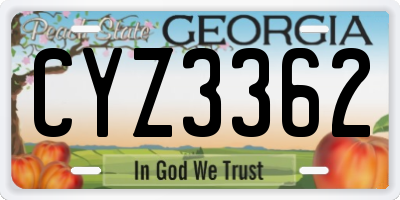 GA license plate CYZ3362