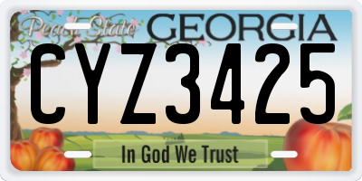 GA license plate CYZ3425