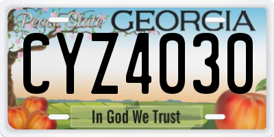 GA license plate CYZ4030