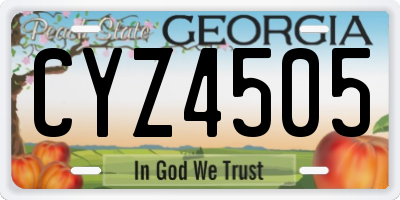 GA license plate CYZ4505