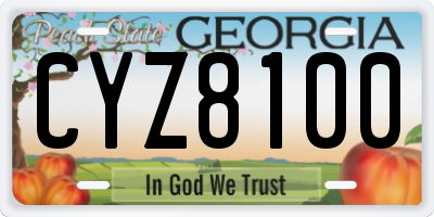 GA license plate CYZ8100