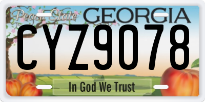 GA license plate CYZ9078