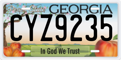 GA license plate CYZ9235