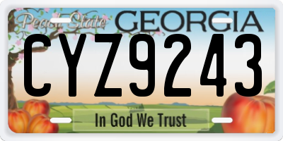 GA license plate CYZ9243