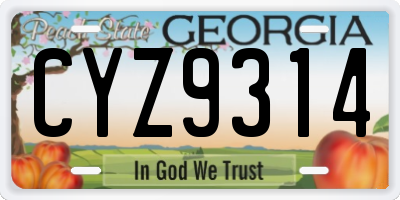 GA license plate CYZ9314