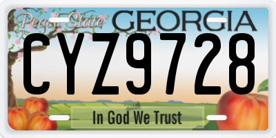 GA license plate CYZ9728