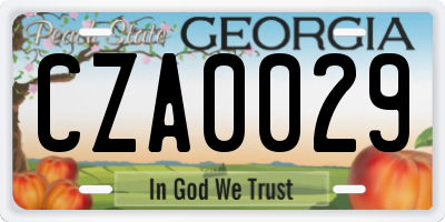 GA license plate CZA0029