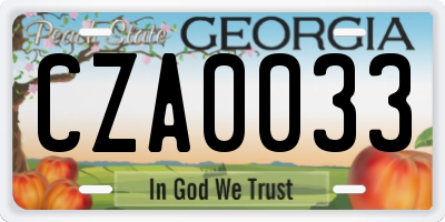 GA license plate CZA0033