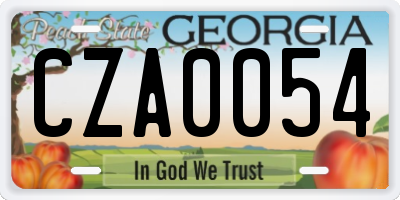 GA license plate CZA0054