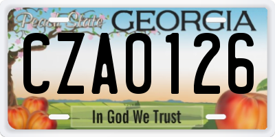 GA license plate CZA0126