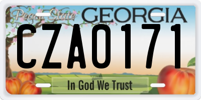 GA license plate CZA0171
