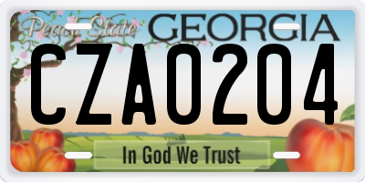 GA license plate CZA0204