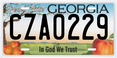 GA license plate CZA0229