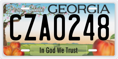 GA license plate CZA0248