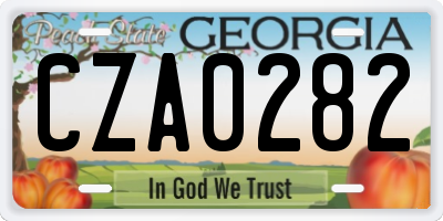 GA license plate CZA0282