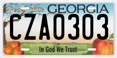 GA license plate CZA0303