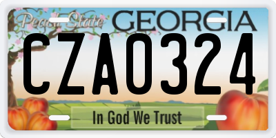 GA license plate CZA0324