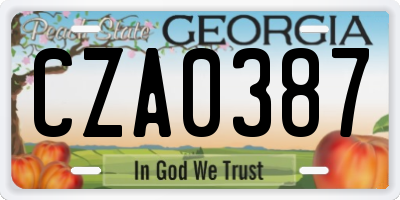 GA license plate CZA0387