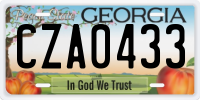 GA license plate CZA0433