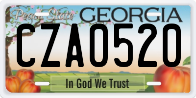 GA license plate CZA0520