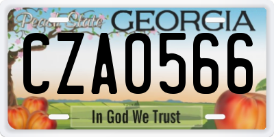 GA license plate CZA0566