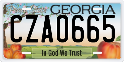 GA license plate CZA0665