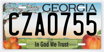 GA license plate CZA0755