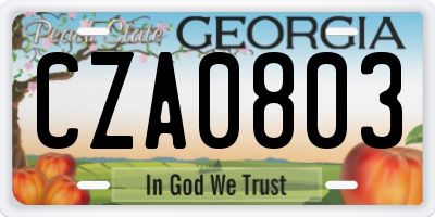 GA license plate CZA0803