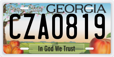 GA license plate CZA0819