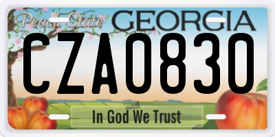 GA license plate CZA0830